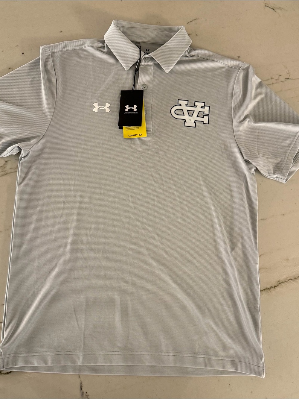 Under Armour UA Playoff Stripe Polo Golf Shirt Gray White M Men MSRP $70.00